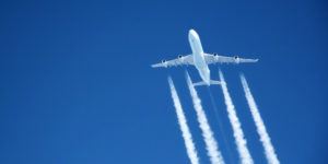 flying high. Commercial jet at altitude