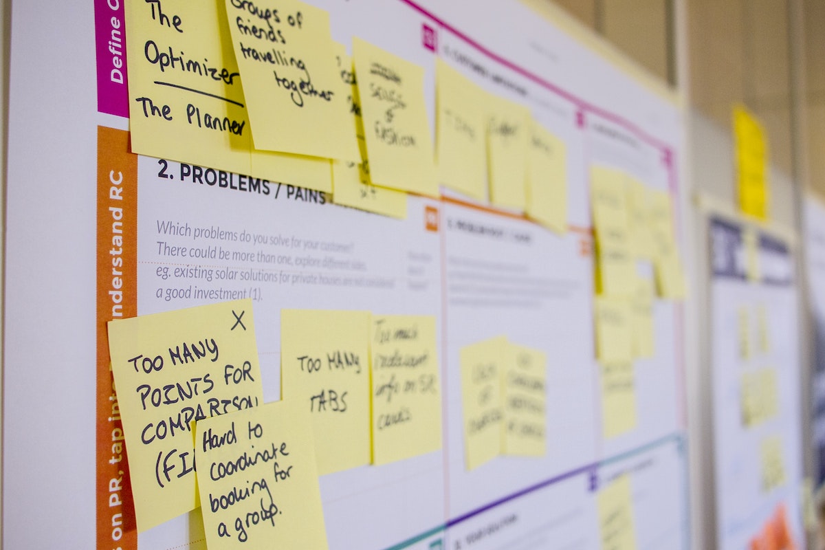 Stickies on a whiteboard problem-solving