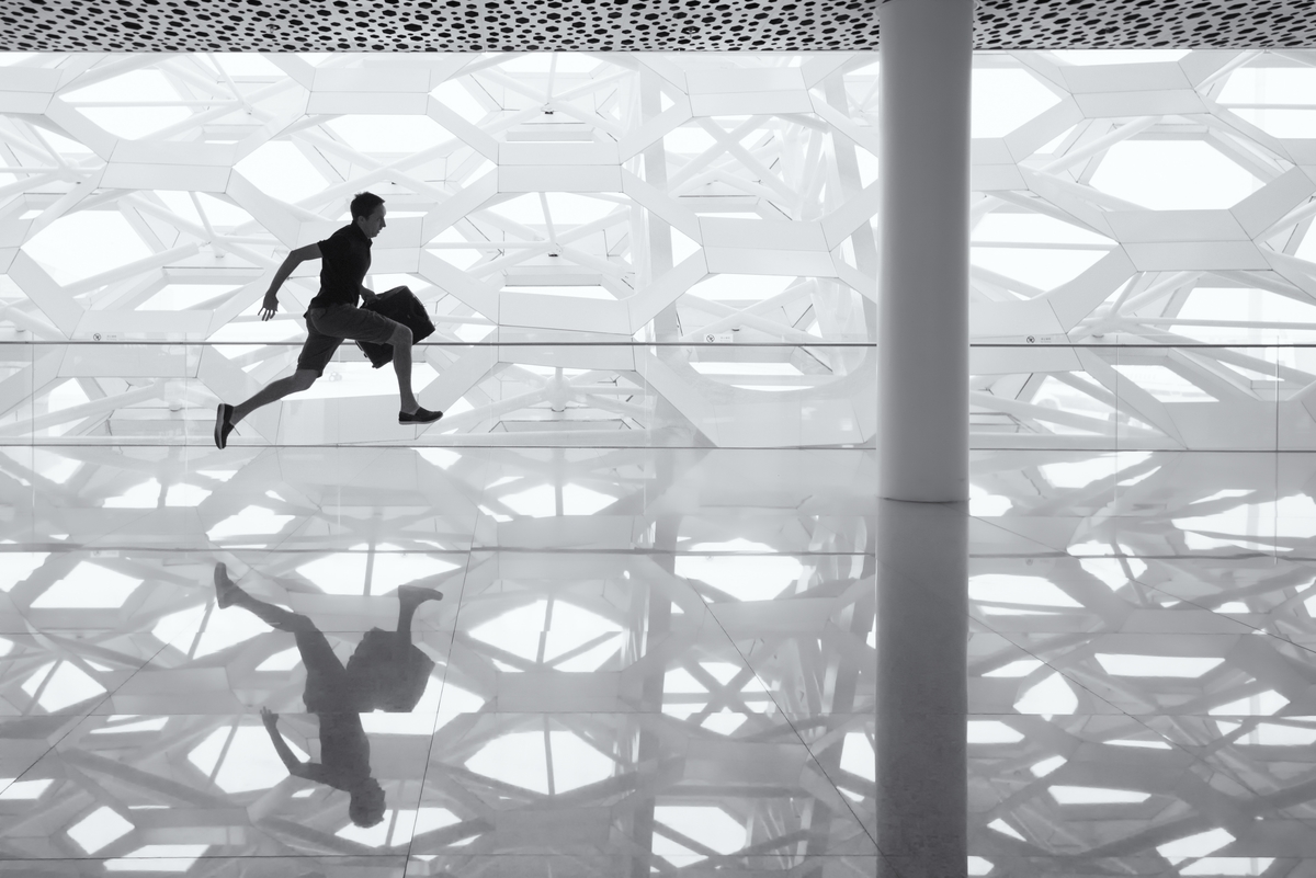 Running through airport