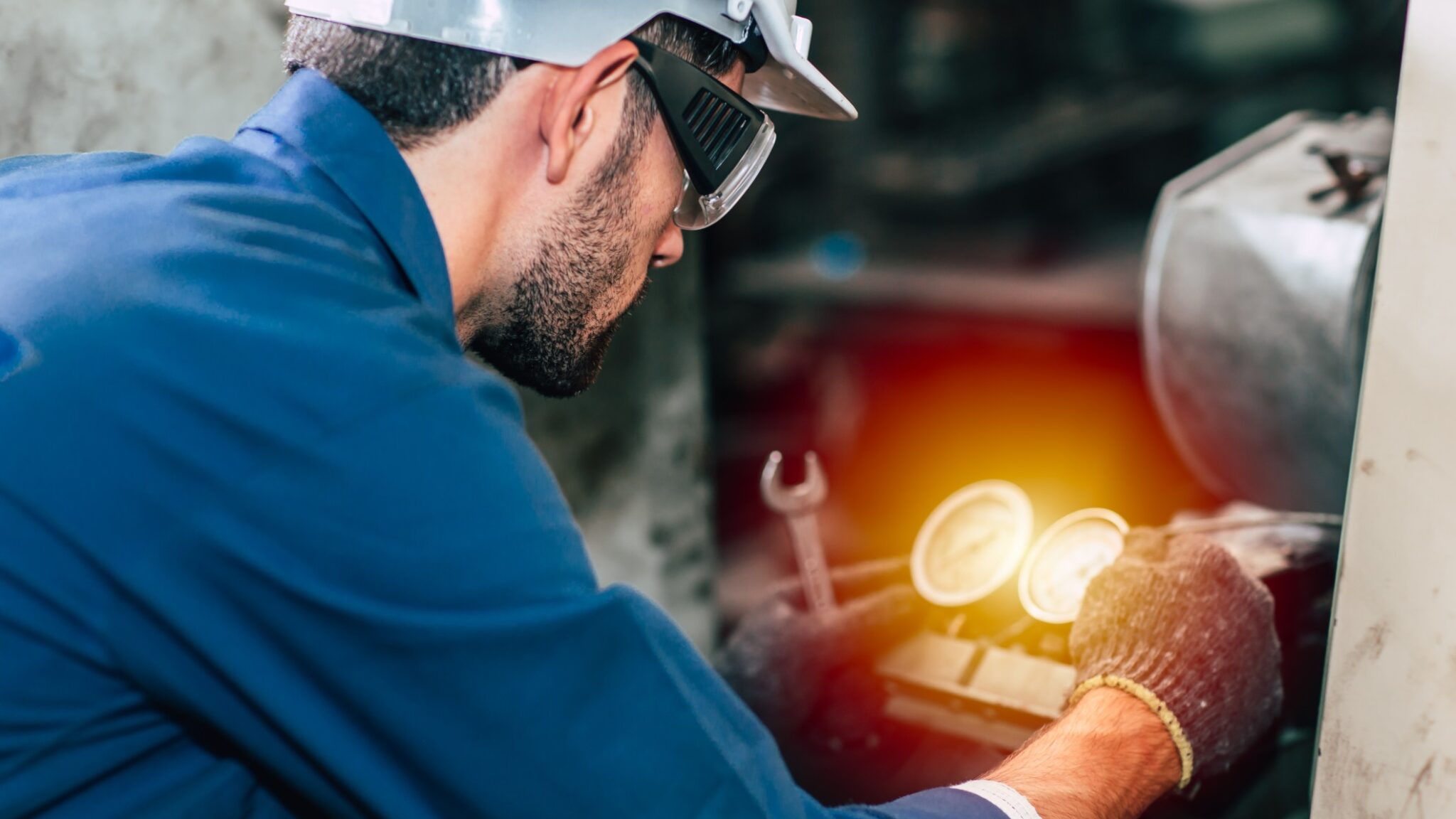 Factory worker with goggles