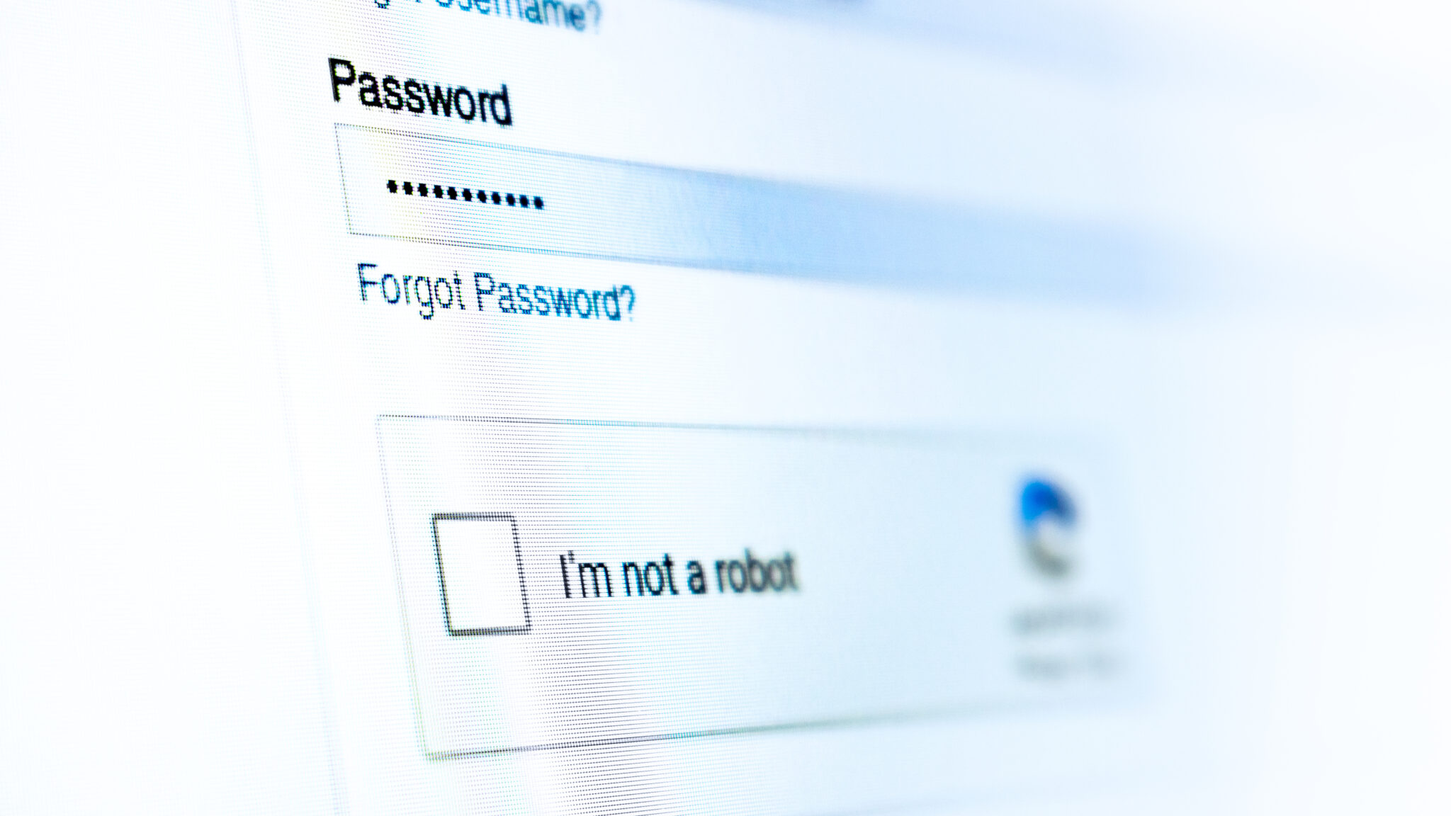 Image of an I am not a robot Captcha screen