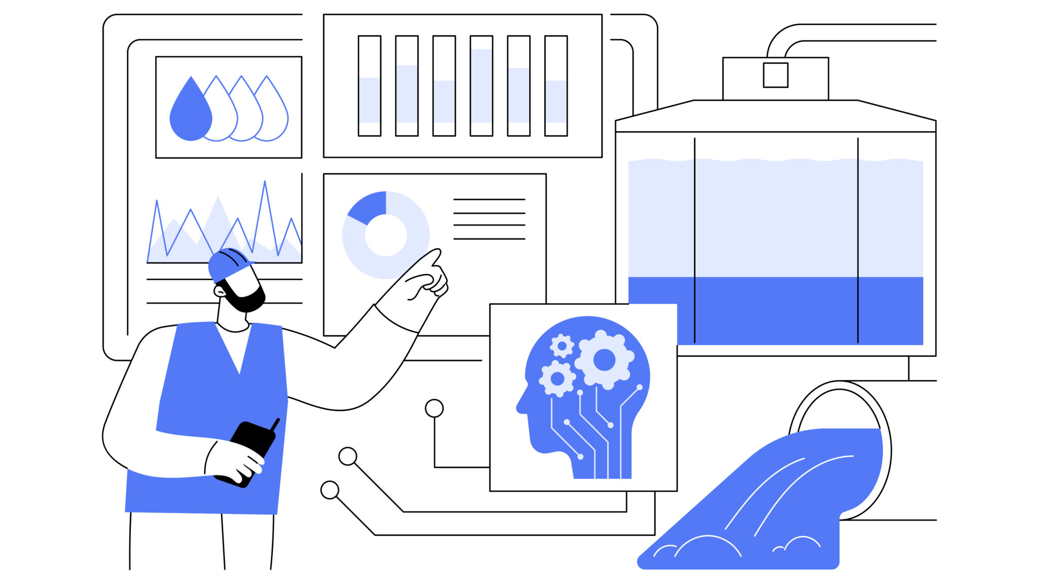 AI Smart Water Management abstract concept vector illustration.